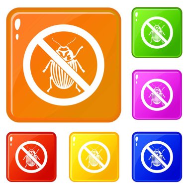 Hiçbir patates böceği işareti simgeleri vektör renk ayarlamak