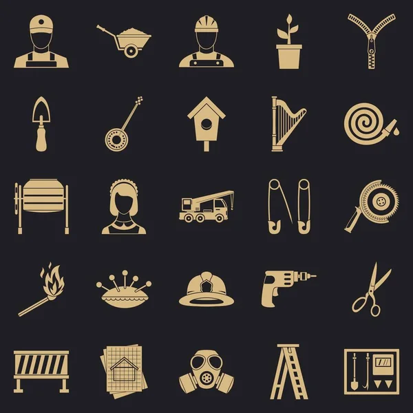 Conjunto de iconos de máquina de ingeniería, estilo simple — Vector de stock