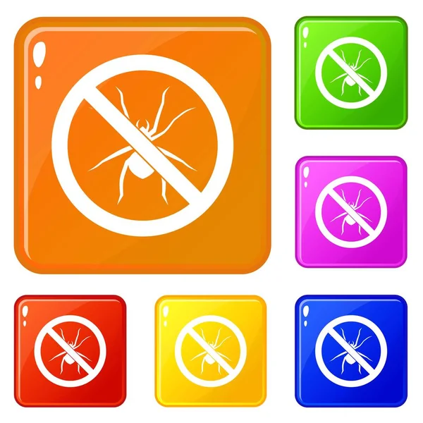 No hay iconos de signos de araña establecer el color del vector — Vector de stock