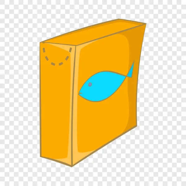 Box with food for cats icon, cartoon style