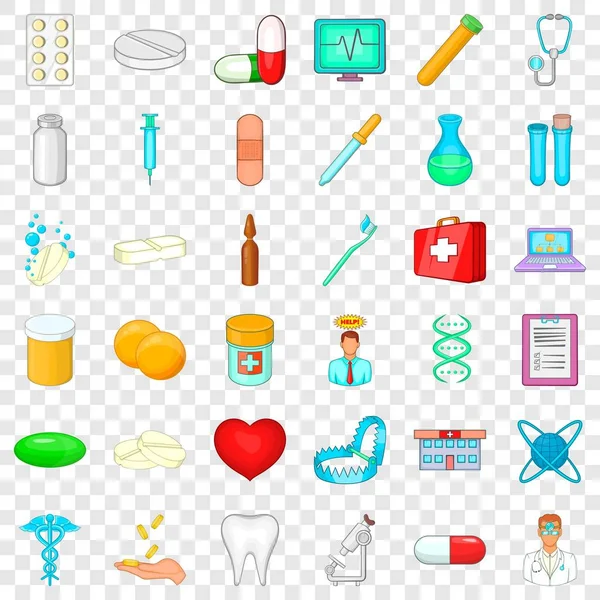 Hospital icons set, cartoon style — Stock Vector