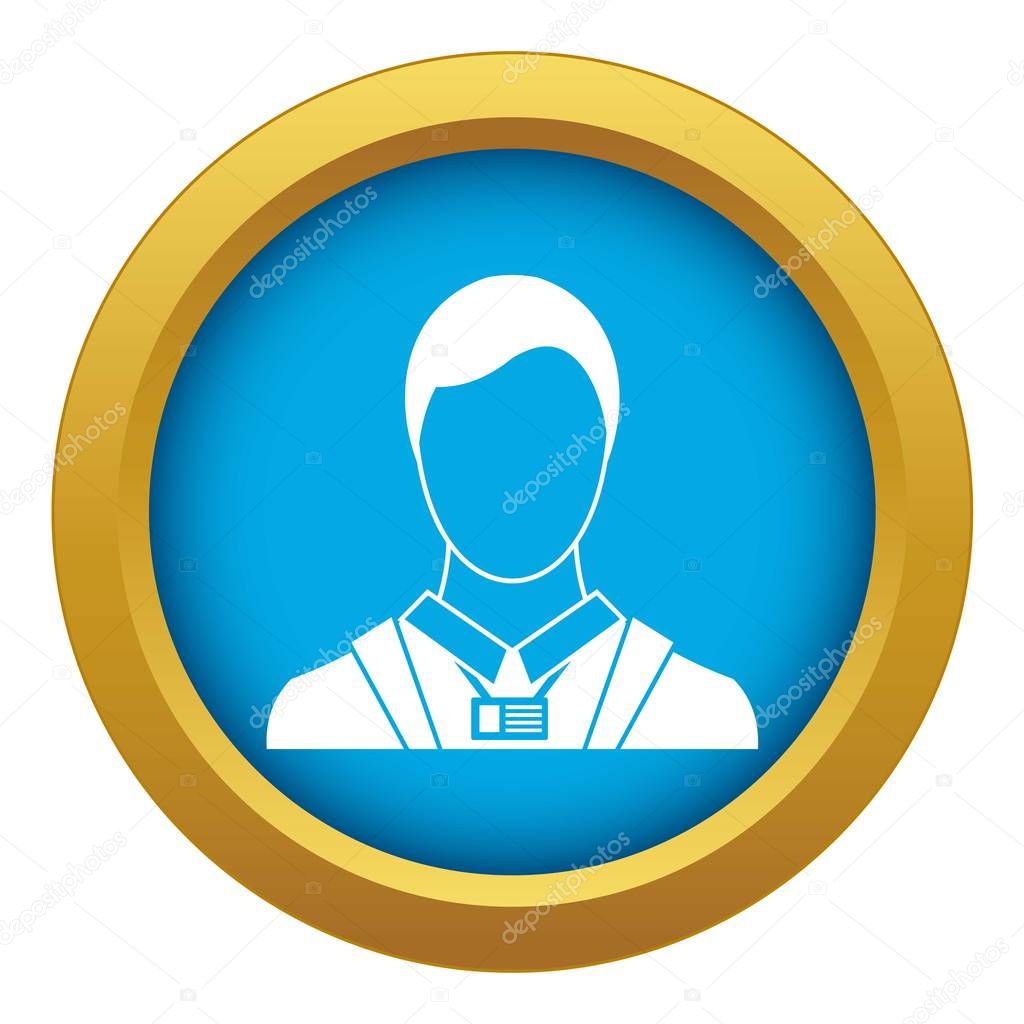 Businessman with identity name card icon blue vector isolated
