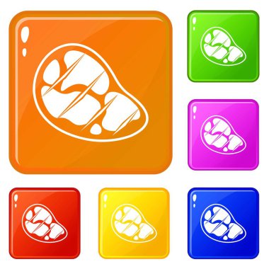 Biftek simgeler vektör renk ayarla