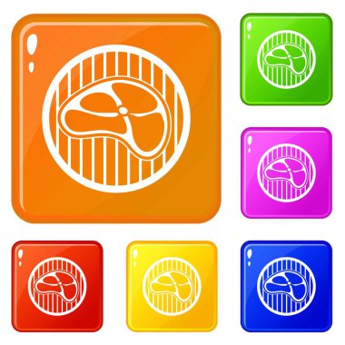 Biftek simgeler vektör renk ayarla