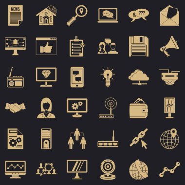 Destek Icons set, basit tarzı