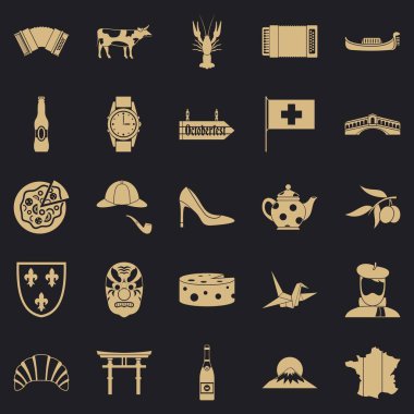 Keşif Icons set, basit tarzı