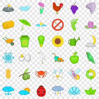 Gezegen Icons set, karikatür tarzı