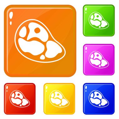 Biftek simgeler vektör renk ayarla