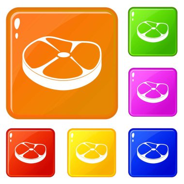 Biftek simgeler vektör renk ayarla