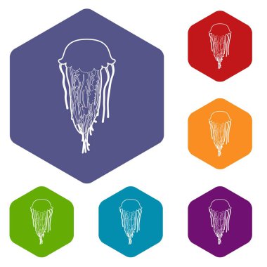 Denizanası simgeleri vektör hexahedron
