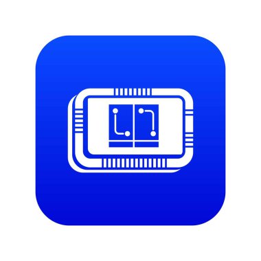 Retro mikroçip simgesi mavi vektör