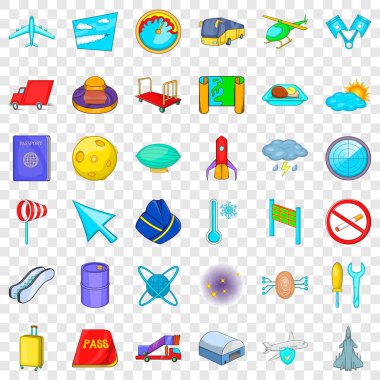 Uçan taşıma simgeler kümesi, karikatür tarzı