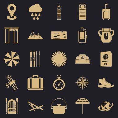 Turist yardım Icons set, basit tarzı