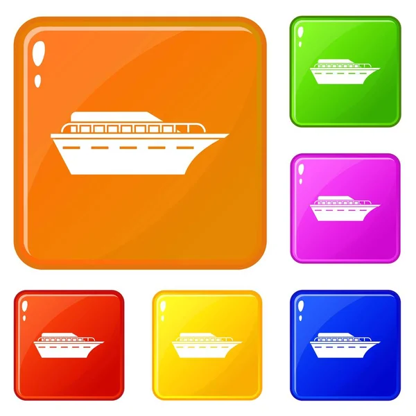 Motorboot-Symbole setzen Vektorfarbe — Stockvektor