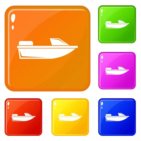 Sport icônes bateau à moteur définir la couleur vectorielle — Image vectorielle