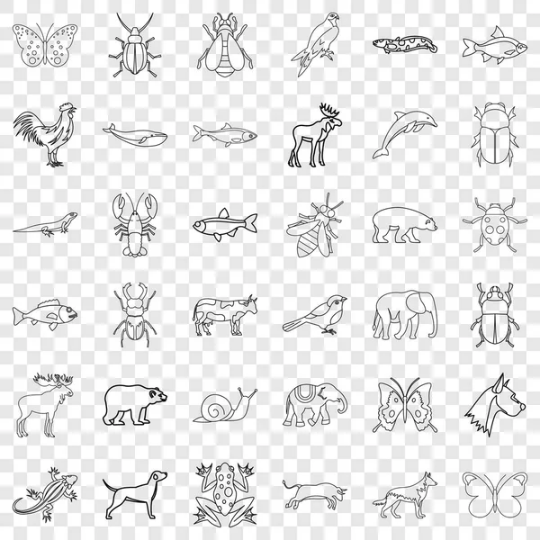 Conjunto de iconos de insectos, estilo de contorno — Vector de stock