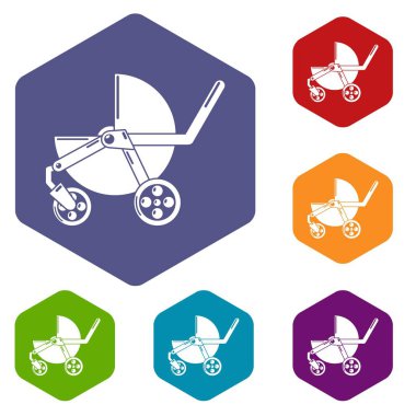 Bebek arabası modern simgeler vektör hexahedron