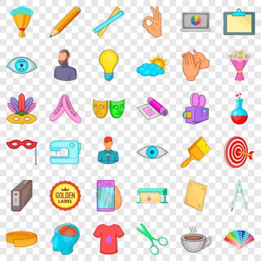 Icons set fırçalama, karikatür tarzı