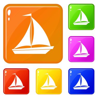 Yelken simgeleri vektör renk ayarlamak ile Tekne