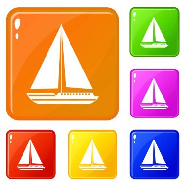 Deniz yat simgeleri vektör renk seti