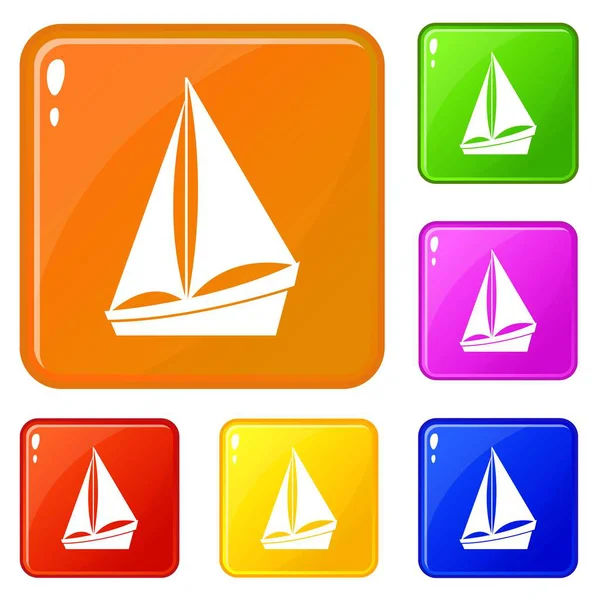 Kleine Yachtsymbole setzen Vektorfarbe — Stockvektor