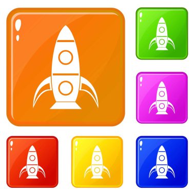 Roket simgeler vektör renk ayarla