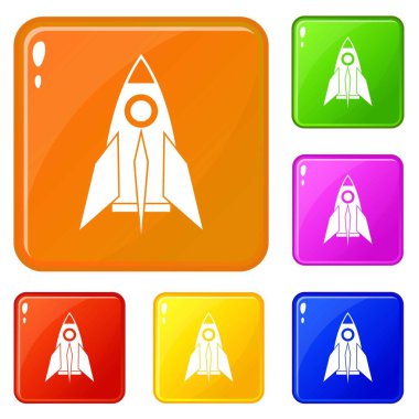 Roket simgeler vektör renk ayarla