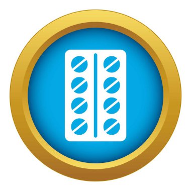 Bir blister paketi simgesi mavi vektör izole yuvarlak haplar