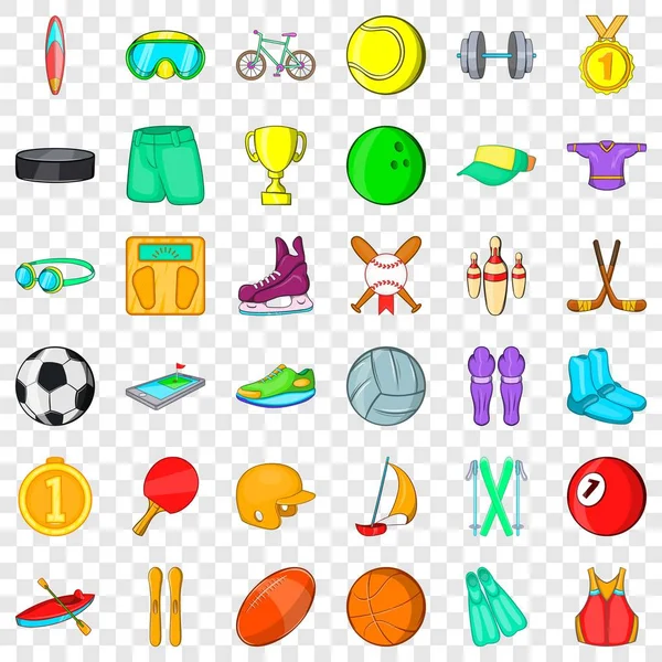 Conjunto de iconos de fitness, estilo de dibujos animados — Vector de stock