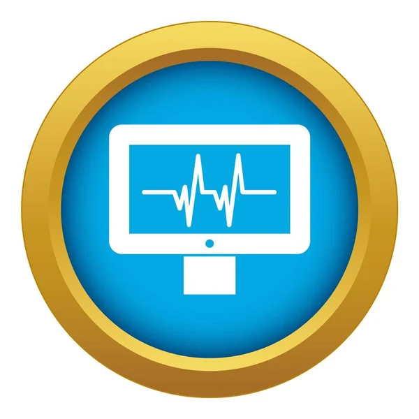 Elektrocardiogram monitor icoon blauw vector geïsoleerd — Stockvector