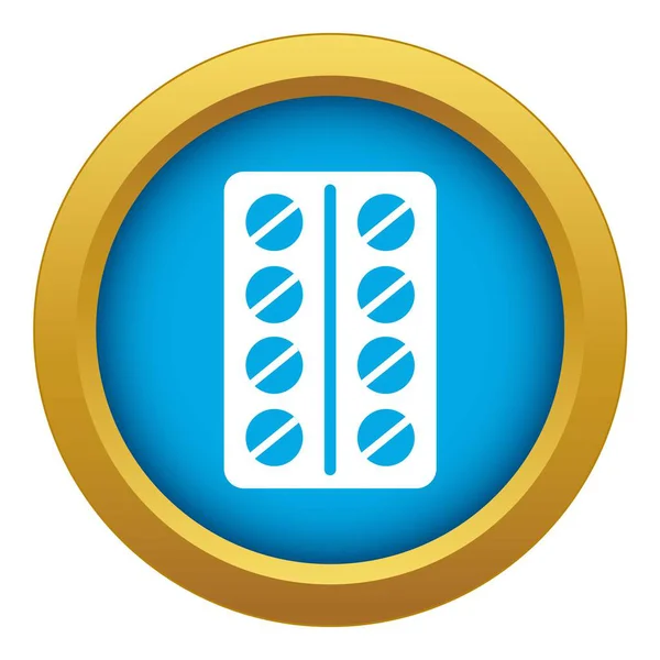 Pastillas redondas en un blister icono vector azul aislado — Vector de stock