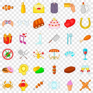 İçki Icons set, karikatür tarzı