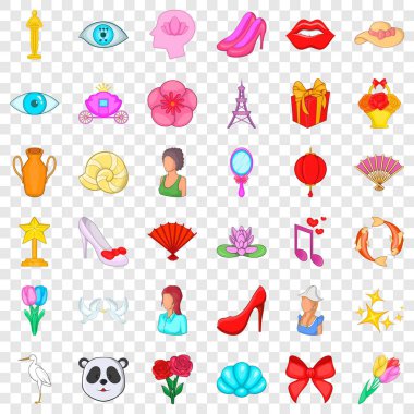 Parfüm Icons set, karikatür tarzı