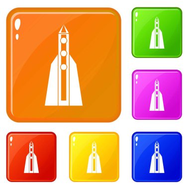 Roket simgeler vektör renk ayarla