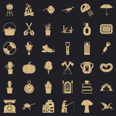 Balıkçı Icons set, basit tarzı