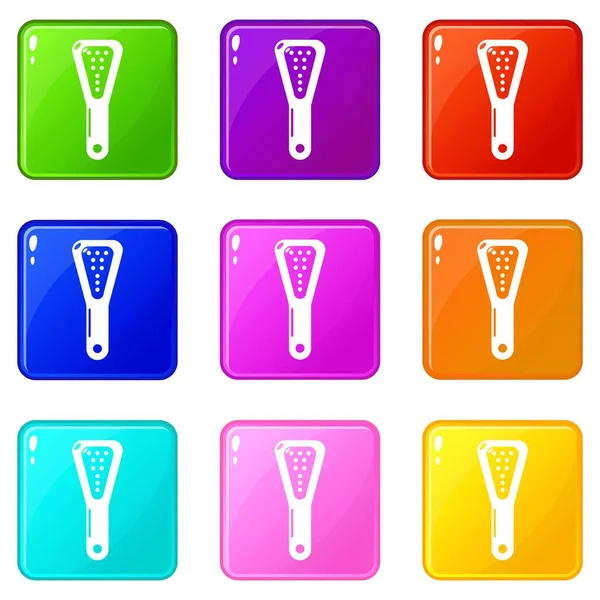Conjunto de iconos de cepillo 9 colección de colores — Vector de stock
