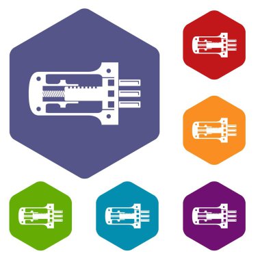 Bölüm simgelerinde kapı kilidi vektör hexahedron