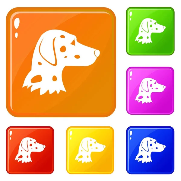 Dalmatiërs hond pictogrammen instellen vector kleur — Stockvector