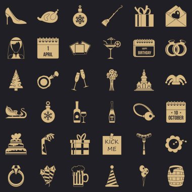 Tatil Icons set, basit tarzı