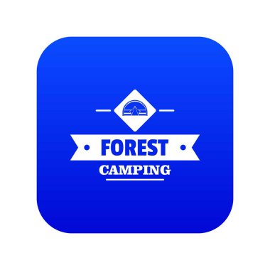 Orman kamp simgesi mavi vektör
