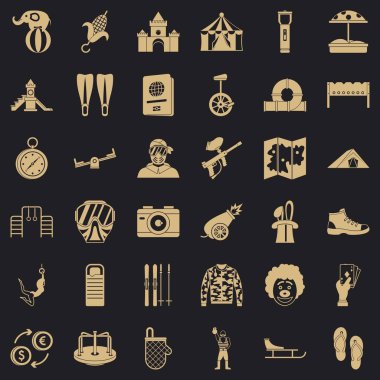 Şemsiye Icons set, basit tarzı