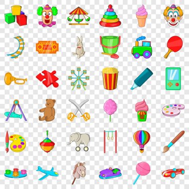 Icons set oynarken, karikatür tarzı