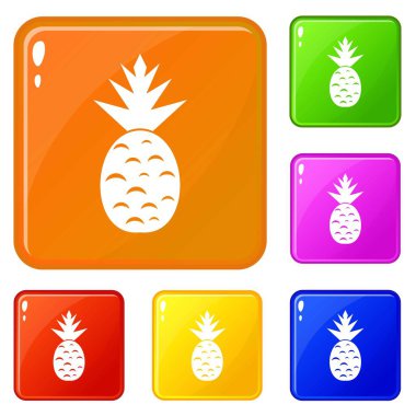 Ananas simgeler vektör renk seti