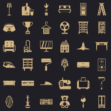 Mutfak Icons set, basit tarzı