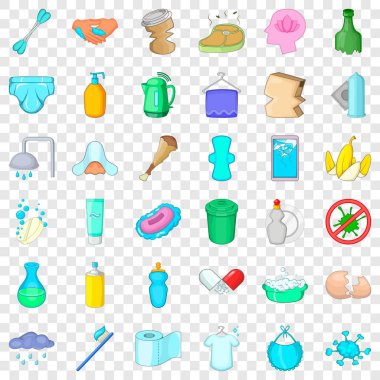 Icons set banyo, karikatür tarzı