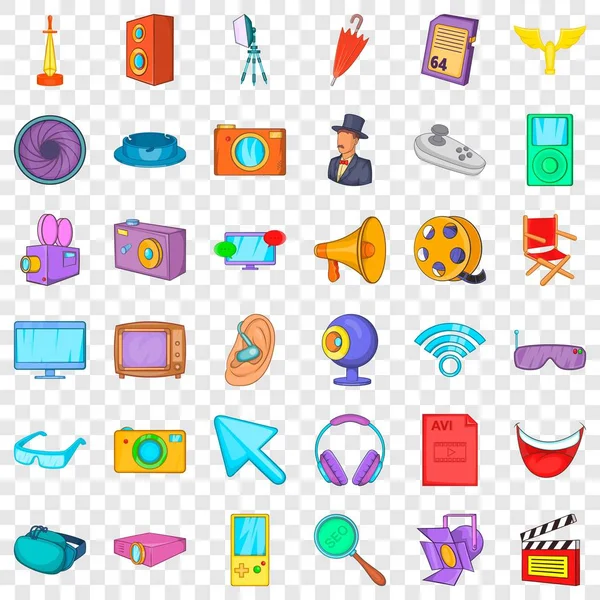 Conjunto de iconos de pantalla, estilo de dibujos animados — Vector de stock