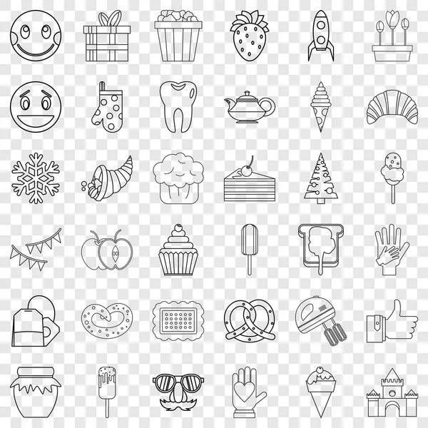 Conjunto de iconos dulces, estilo de contorno — Vector de stock