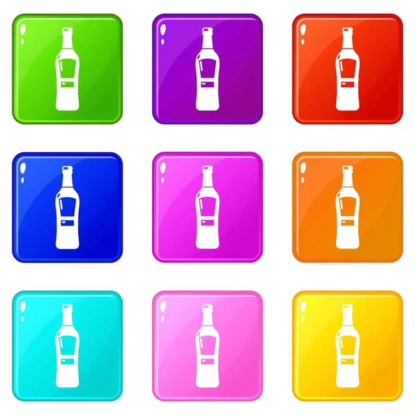 Conjunto de iconos Bourbon 9 colección de colores — Vector de stock