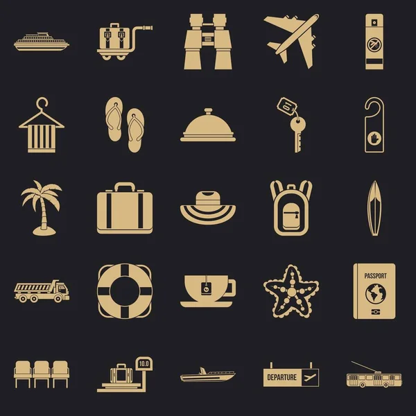 Travel guide icons set, simple style