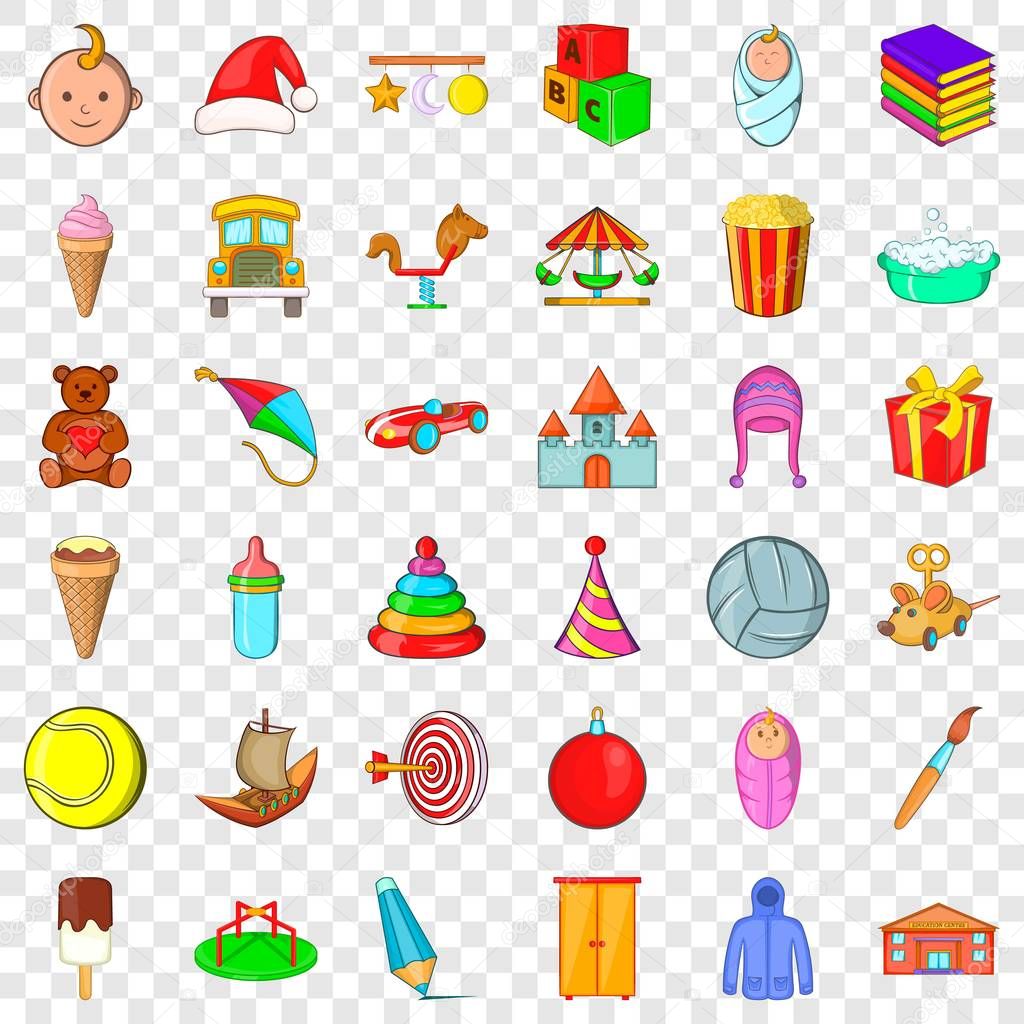 Carousel icons set. Cartoon style of 36 carousel vector icons for web for any design